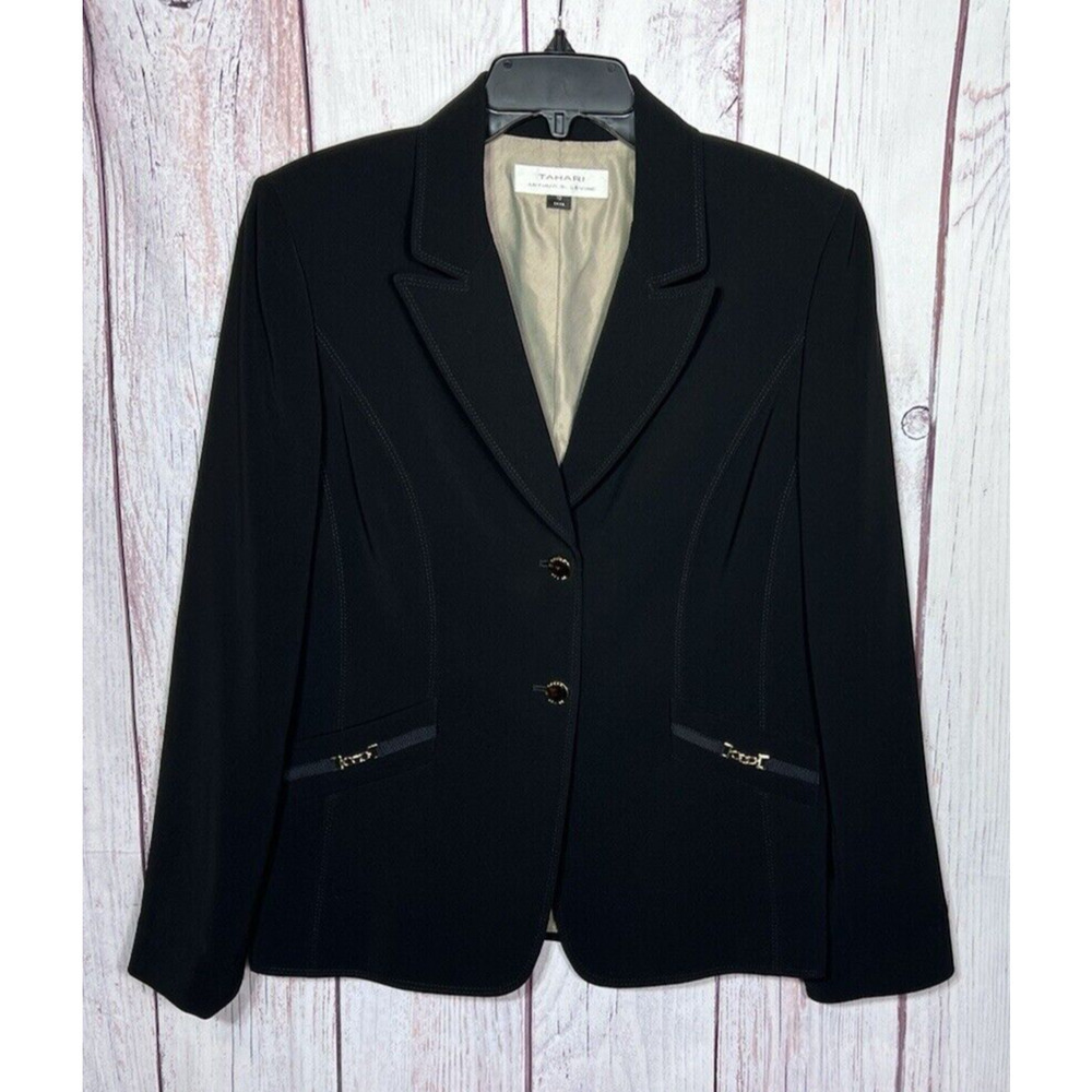 Tahari Arthur S. Levine Woman’s Black Blazer Jacket Dress Up Workwear Size 10